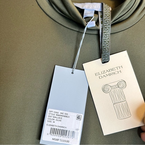 Antonio Melani ELIZABETH DAMRICH Women Olive Turtleneck Long Sleeves Blouse Sz M - Picture 6 of 6